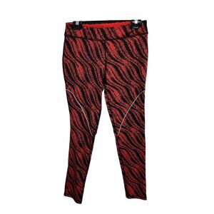 Standing Tree Womens Red Black Patterned Stretch Leggings Size Large Workout